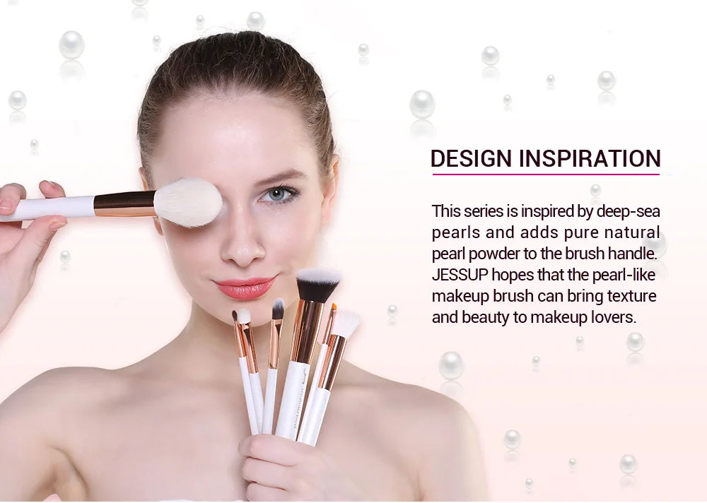 Jessup Makeup Brushes Set Dropshipping Pearl-White-Rose-Gold Pinceaux Maquillage Cosmetic Tools Eyeshadow Powder Definer 6-25pcs