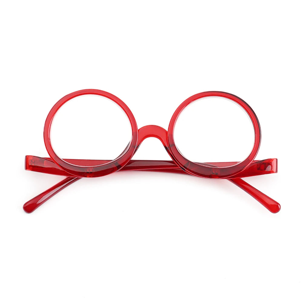 New Rotating Magnifying Makeup Reading Glasses For Women Folding Clamshell Cosmetic Presbyopic Glasses For Elder Unisex