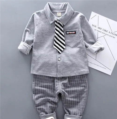 Lawadka Baby Boy Clothes Sets Long Sleeve Tie T-Shirt +Pants 2Pcs Outfits Cotton Sport Suit For Boy Clothes Spring Autumn 6M-3Y