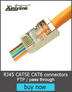 xintylink CAT7 rj45 connector 50U CAT6A ends ethernet cable plug network 10G SFTP FTP shielded lan jack pass through 1.5MM hole