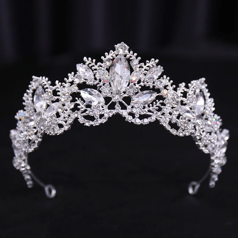 Bridal Wedding Hair Accessories Silver Crystal Hair crown alloy diamond crown women's fashion high-end atmospheric headdress