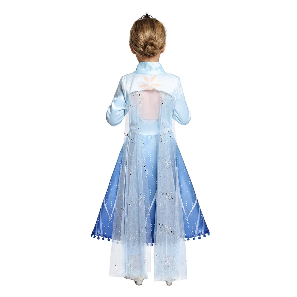 Elsa Anna 2 Dress Girls Princess Carnival Party Halloween Cosplay Costume Snow Queen Vestido Children Clothing For 2-12 Years