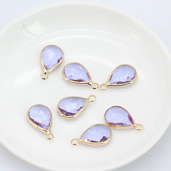 12p teardrop Metal Crystal beads glass Charm Pendant Earring Connector DIY Jewelry Making Necklace Bracelets Earring Accessories