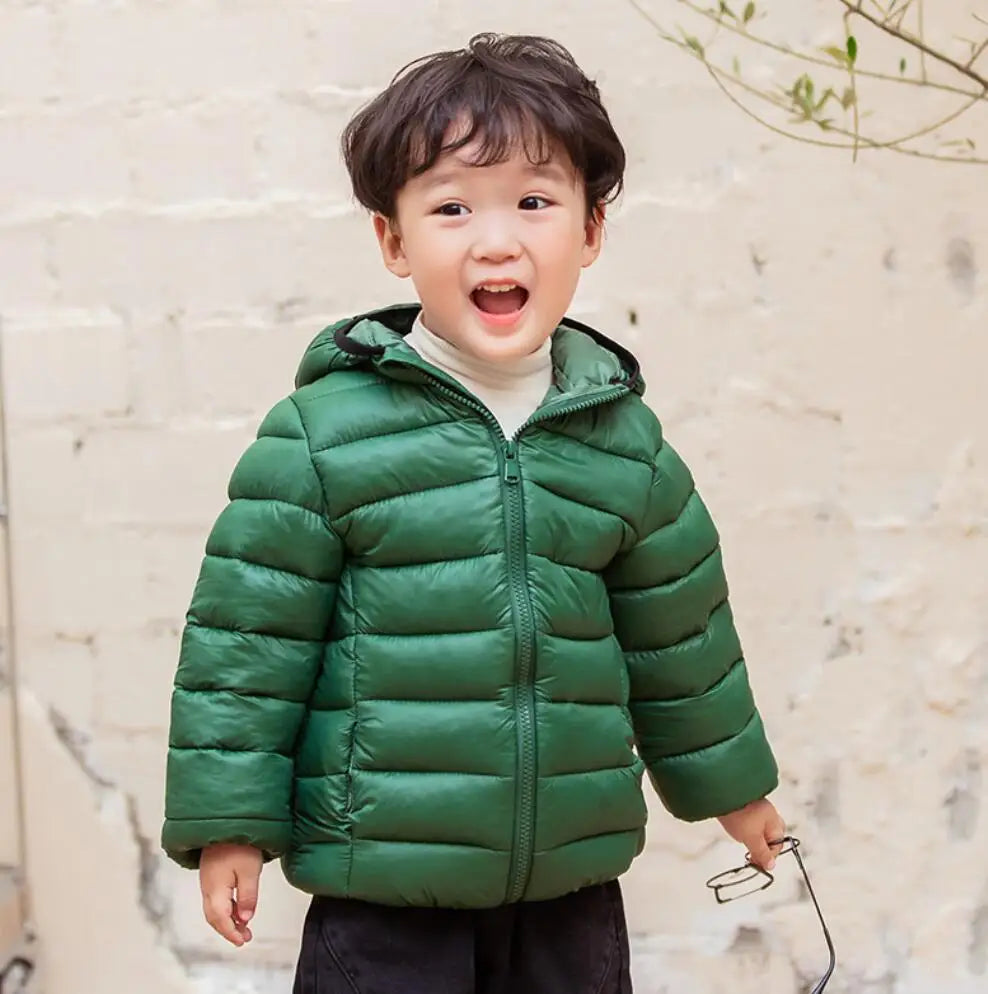 Girls Light Down Cotton Jacket Baby Boys Snowsuit Jackets Autumn Children Clothing 2-8 Years Fashion Kids Hooded Outerwear Coats