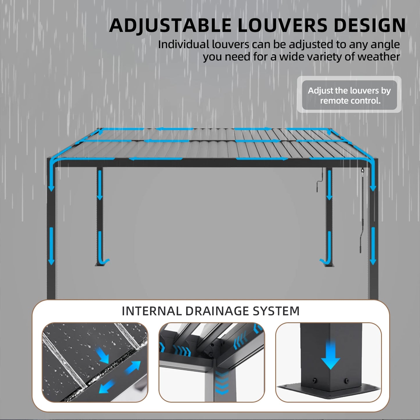 Aluminum Louvered Roof 3X3M 3X4M Bioclimatic Sunshade Outdoor Villa Garden Patio Deck Pergola