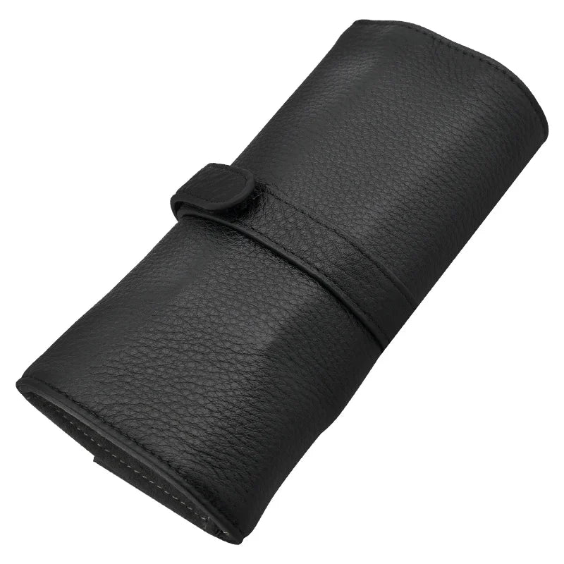 Wancher Genuine Leather Pen Bag 5 Pens Roll Pencil Bag Gift Box Protective Pen Ballpoint Pen Office Accessories Pen Set