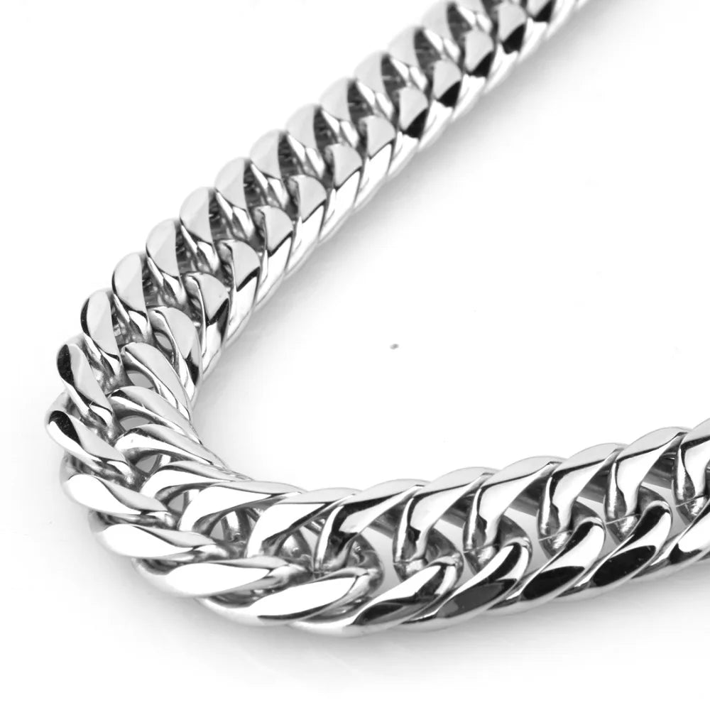 9/11/13/16/19/21mm Heavy Polished Stainless Steel Necklace Men Curb Cuban Link Chain Necklace Or Bracelet Choker Jewelry 7-40"