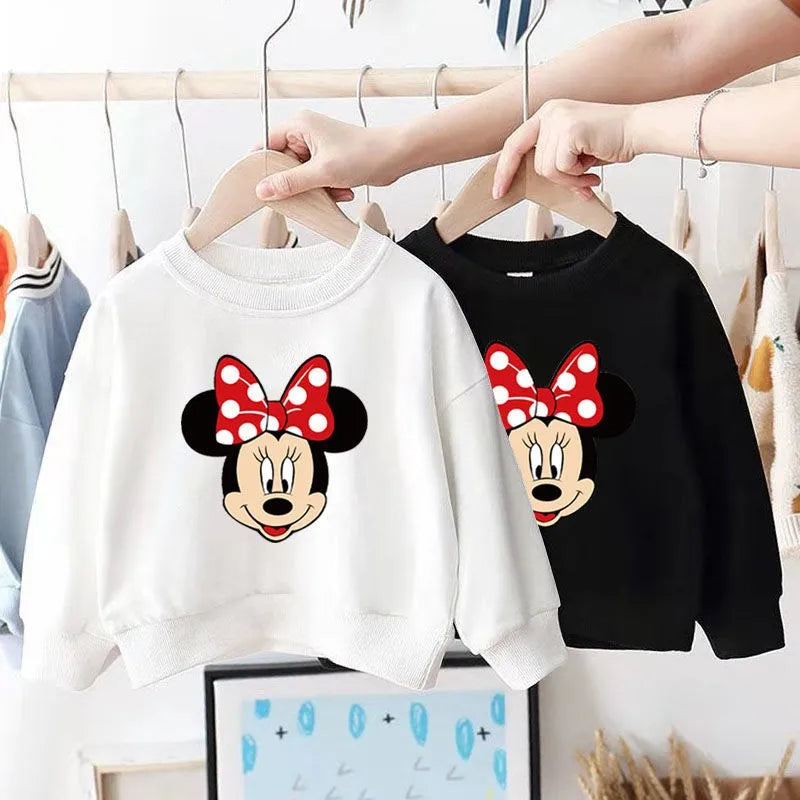 Spring/autumn Baby Girl Minnie Sweatshirt Loose Long Sleeve Tops Fashion Popular Cartoon Children Hoodies Crewneck Pullovers