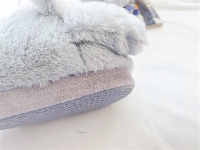Cartoon Slippers Cute Koala Shape Home Cotton Shoes Woman Girl Warm Winter Indoor Shoes Flat Casual  Floor Non-slip Pink Grey