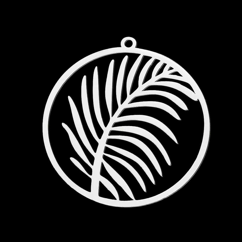 10pcs/lot Hollow Lotus Rose Flower DIY Charms 316 Stainless Steel Women Wholesale Jewelry Round Leaf Tassels Necklace Pendant