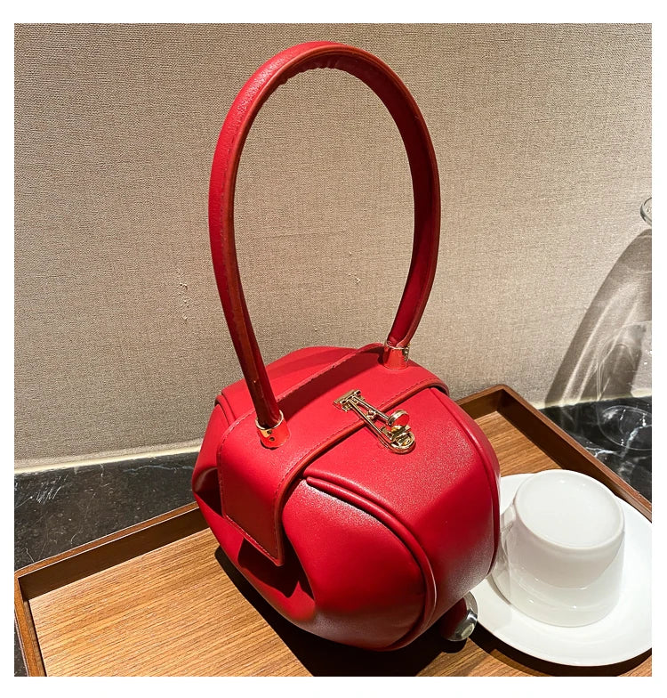 Bowling Spherical Women's Handbag Luxury Brand Designer Hobos Bag Fashion Mini Round Shoulder Bags PU Leather Female Purse