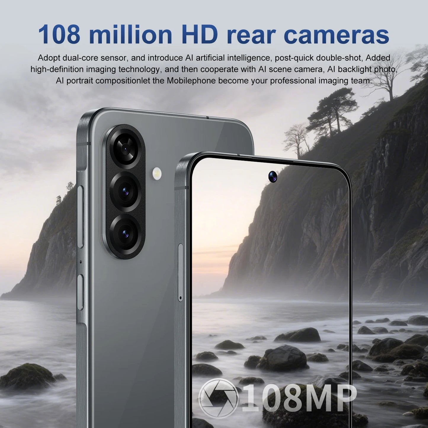 2025 A56 16GB+1TB Smartphone 108MP Rear French Spanish HD LTE 65W Cheap Online Cell Phones Dropshipping A56 Phone Mobile Phones