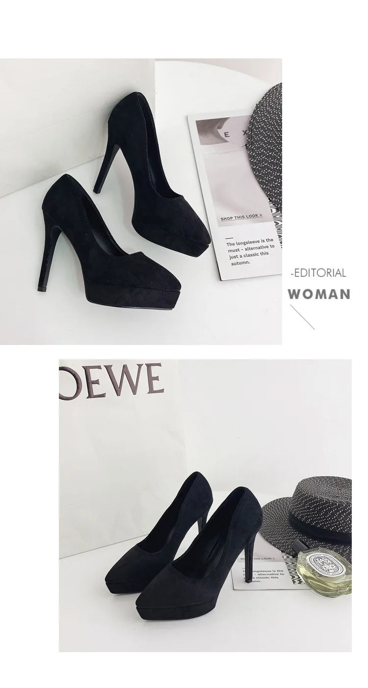 Hot Sell Retail New on Design Sexy Women Footwear Pointed Toe Thin Chaussure Platform High Heels