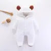 Baby Winter Newborn Infant Toddler Boys Girls Cartoon Bear Footed Jumpsuit Baby Coral Fleece Hooded Romper