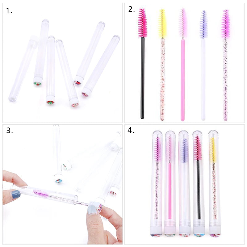20/50pcs Reusable Christmas Eyelash Brush Tube False Mascara Wands Dust-proof Eyebrow Brush Container Lash Extension Makeup Tool