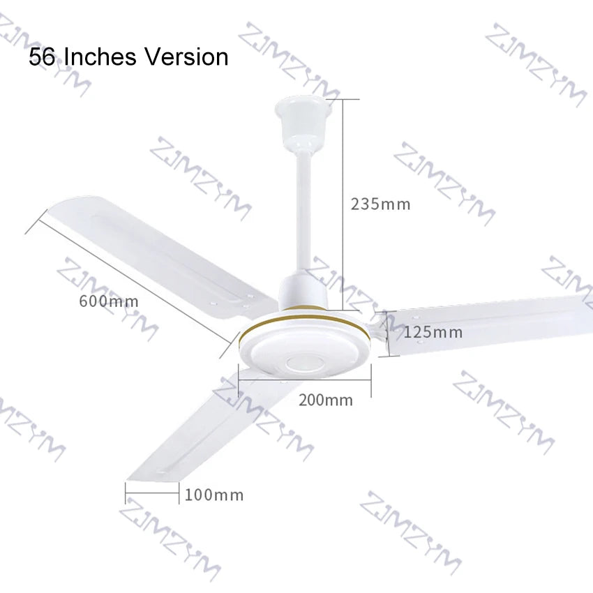 Ceiling Fan 48/56 Inch Ceiling Fan without Light Simple Ceiling Fan With 3 Gear Adjustment 3 Blades 75W/65W 220V Knob Control