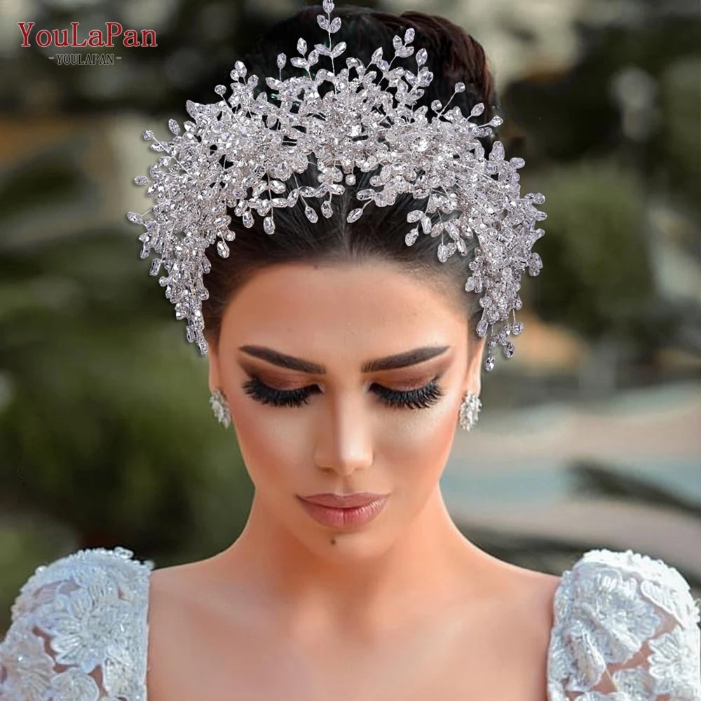 YouLaPan Bridal Hair Accessories Wedding Headband Rhinestone Headdress Bride Tiara Prom Wedding Hair Jewelry Queen Crown HP431
