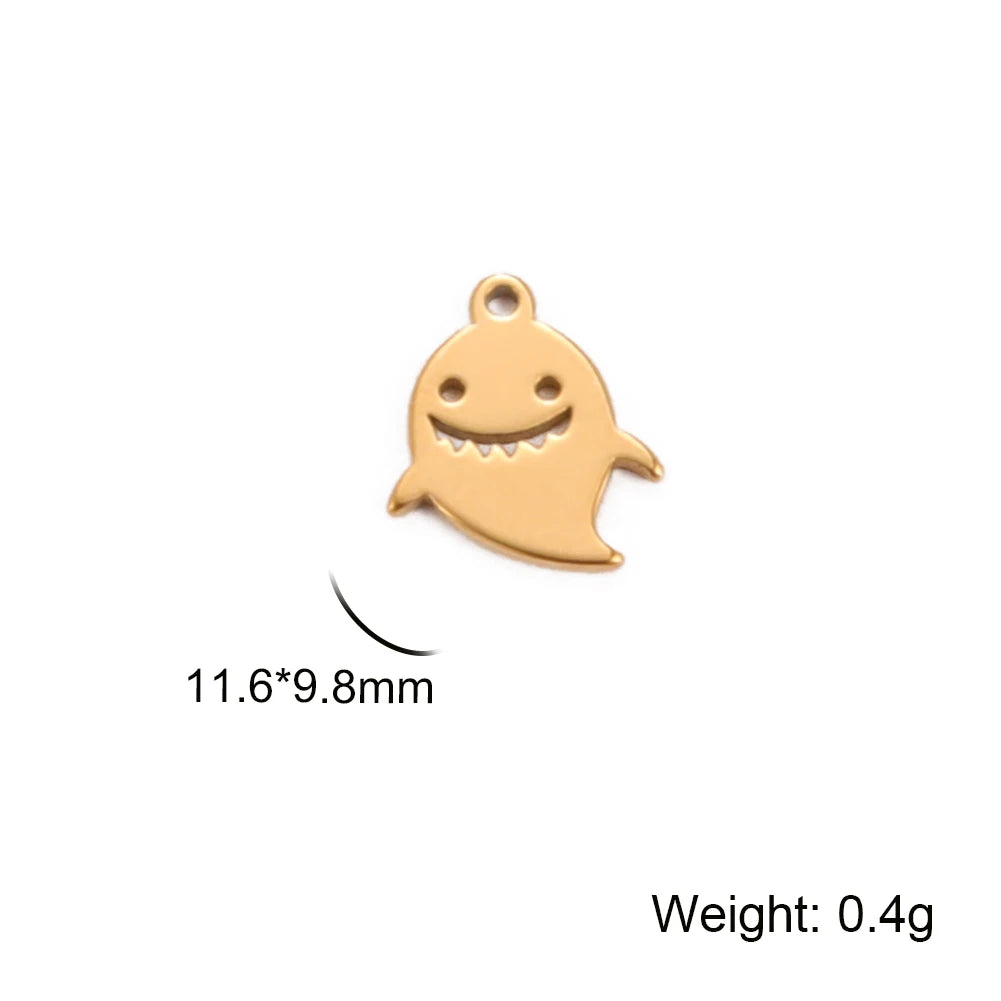 5pcs/lot Stainless Steel DIY Charms for Jewelry Making Ghost Squirrel Fish Bear Paw Animal Pendant for Necklace Bracelet Earring