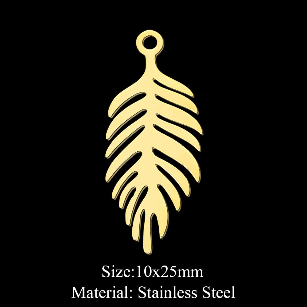 10pcs/lot Hollow Lotus Rose Flower DIY Charms 316 Stainless Steel Women Wholesale Jewelry Round Leaf Tassels Necklace Pendant