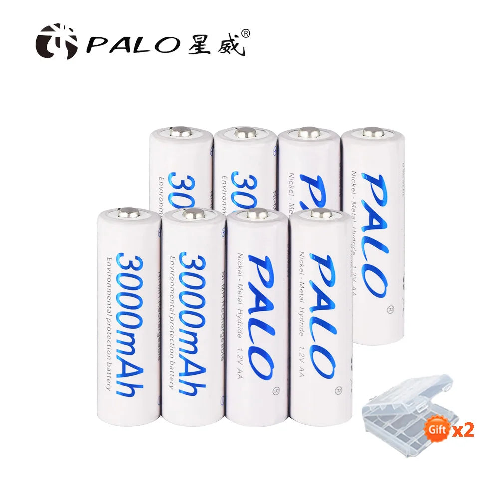 PALO 1.2V AA Rechargeable Batteries 3000mAh aa Ni-MH 100% Original High Capacity Current AA Battery Rechargeble For Camera Toys