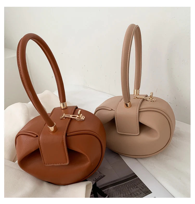 Bowling Spherical Women's Handbag Luxury Brand Designer Hobos Bag Fashion Mini Round Shoulder Bags PU Leather Female Purse