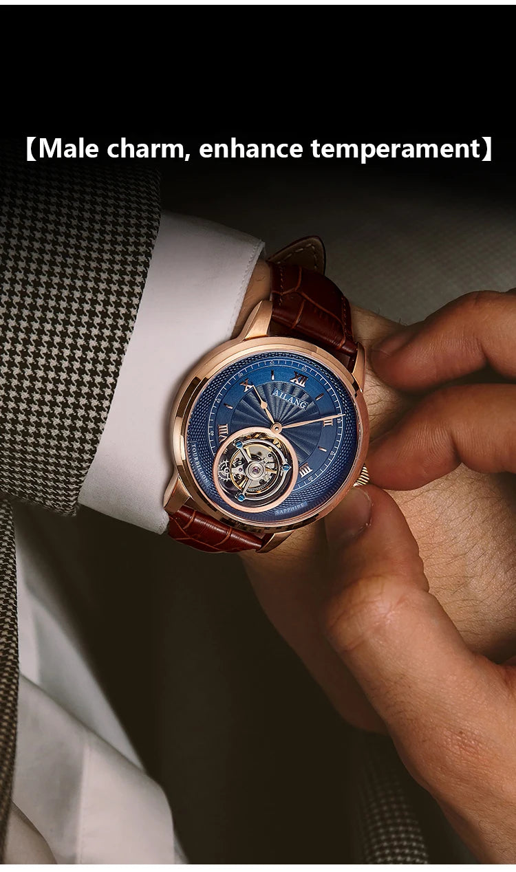 AILANG new authentic luxury real tourbillon mechanical watch fashion business waterproof men's watch