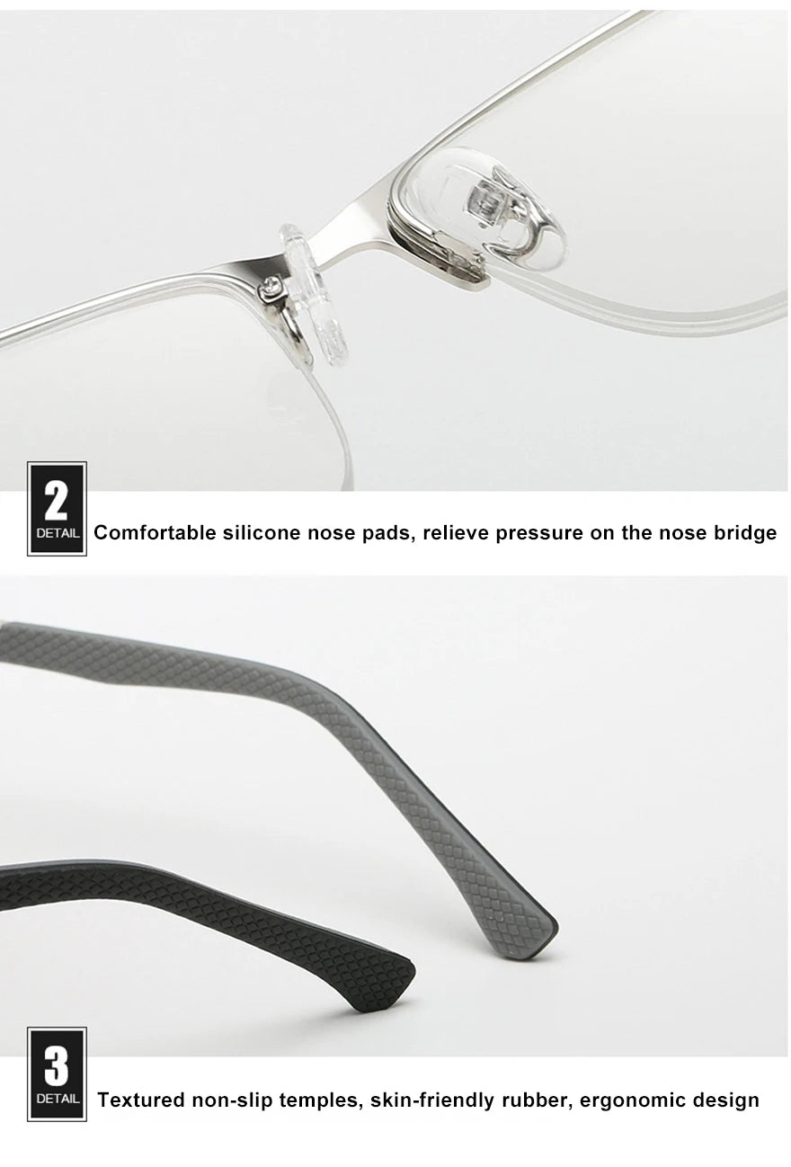 CLLOIO New Progressive Multifocus Reading Glasses Men Business Anti Blue Light Presbyopic Glasses Spring Hinge Diopters Eyewear