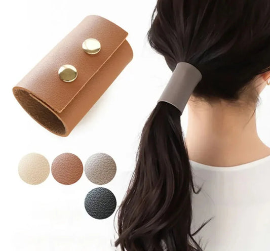 Woman Ponytail Accessories PU Hair Tie Headdress Punk Hair Accessories Leather Hair Scrunchies Hair Band