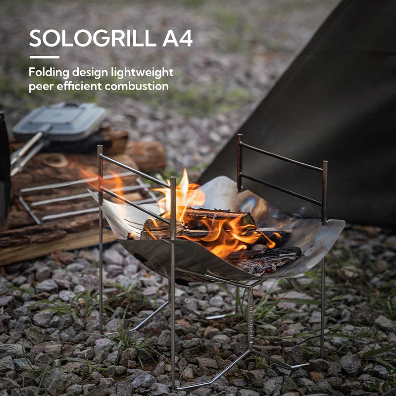 CAMPINGMOON SOLO-A4 Stainless Steel Portable Folding BBQ Grill Outdoor Garden Camping Portable Foldable Cooking Grill