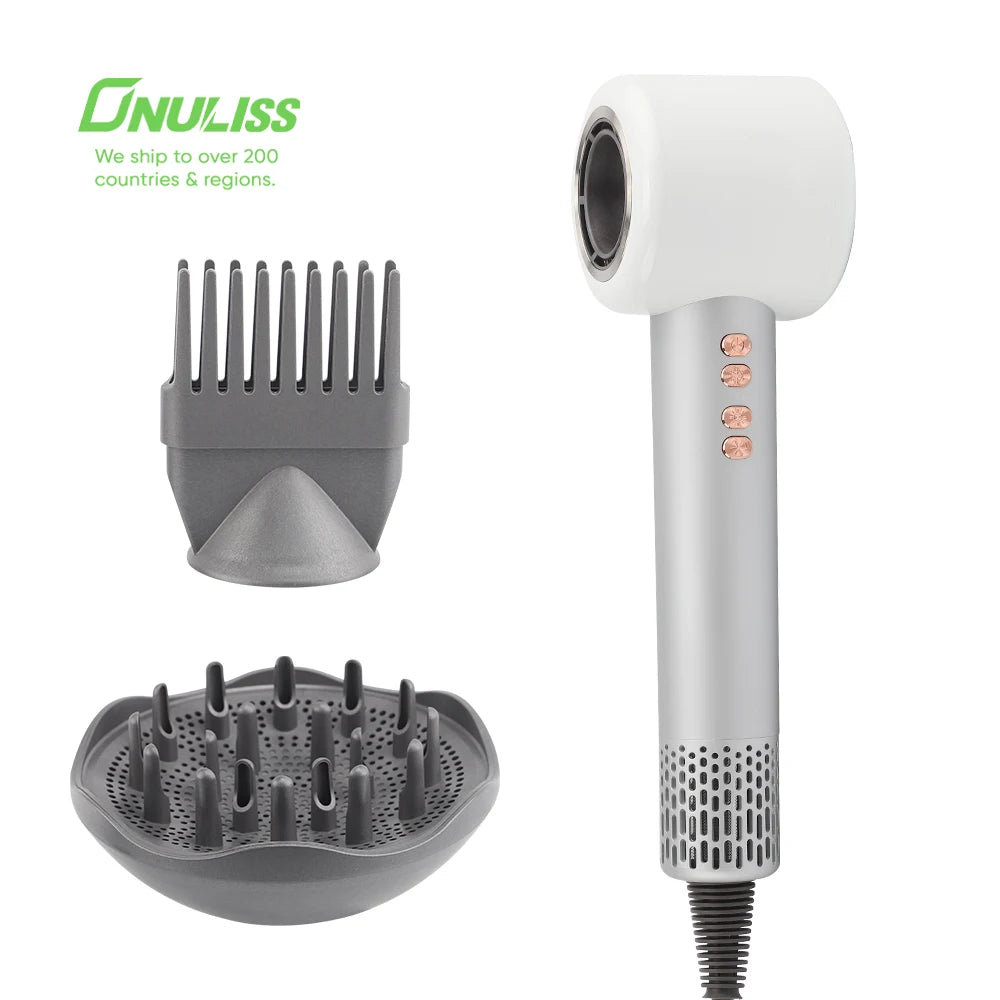 Portable 5 in 1 Hair Dryer & Straightener Professional Negative Ion Wireless Blow Dryer with Diffuser for Outdoor Hotel Use