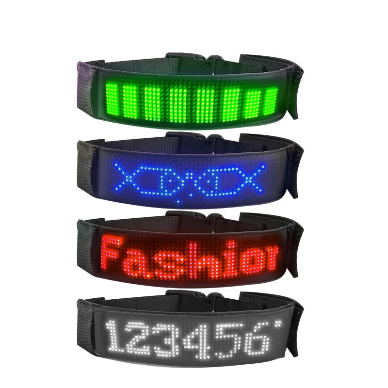 Free Size Adjustable Luminous LED Pet Collar Waterproof LED Light up Safety Dog Collar Programmable LED Display Dog Collars
