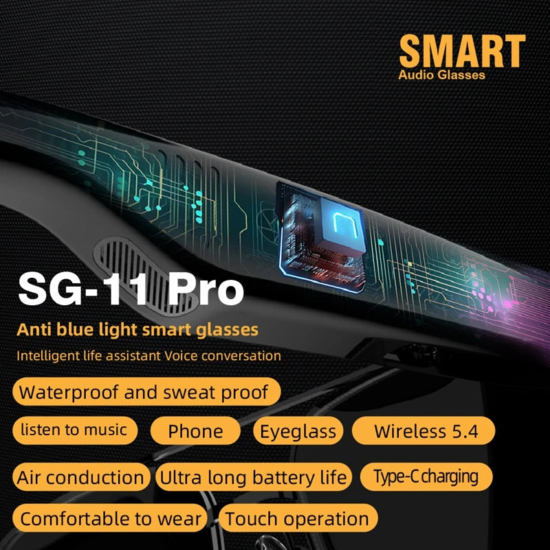 New Fashion SG-11 Smart Sunglasses Polarized Glasses Portable Music Stereo Wireless Headphone Sports Riding Sunglasses Earphones
