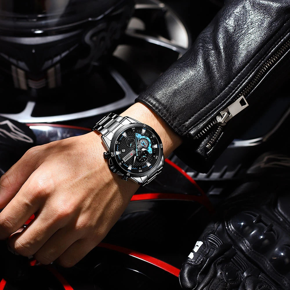 CURREN 8402 Stainless Steel Business Waterproof Chronograph Wristwatch Sport Clock Quartz Watch for Men Relogio Masculino Reloj