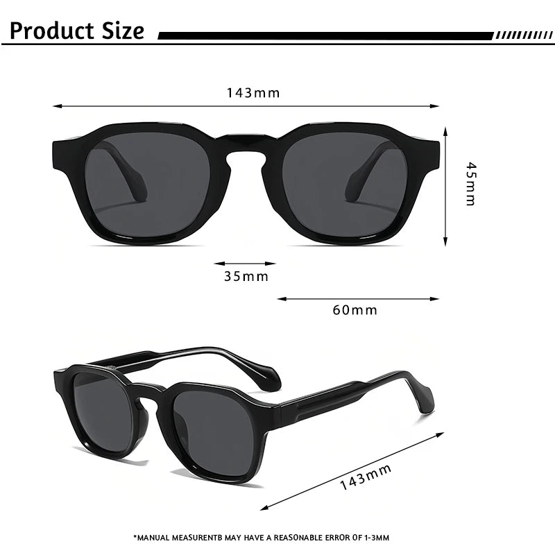 HBK Luxury Retro Sunglasses with TR90 Frame Square Acetate High Polarized Custom Lens for Men and Women This Summer