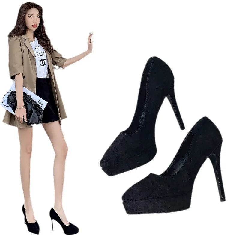 Hot Sell Retail New on Design Sexy Women Footwear Pointed Toe Thin Chaussure Platform High Heels