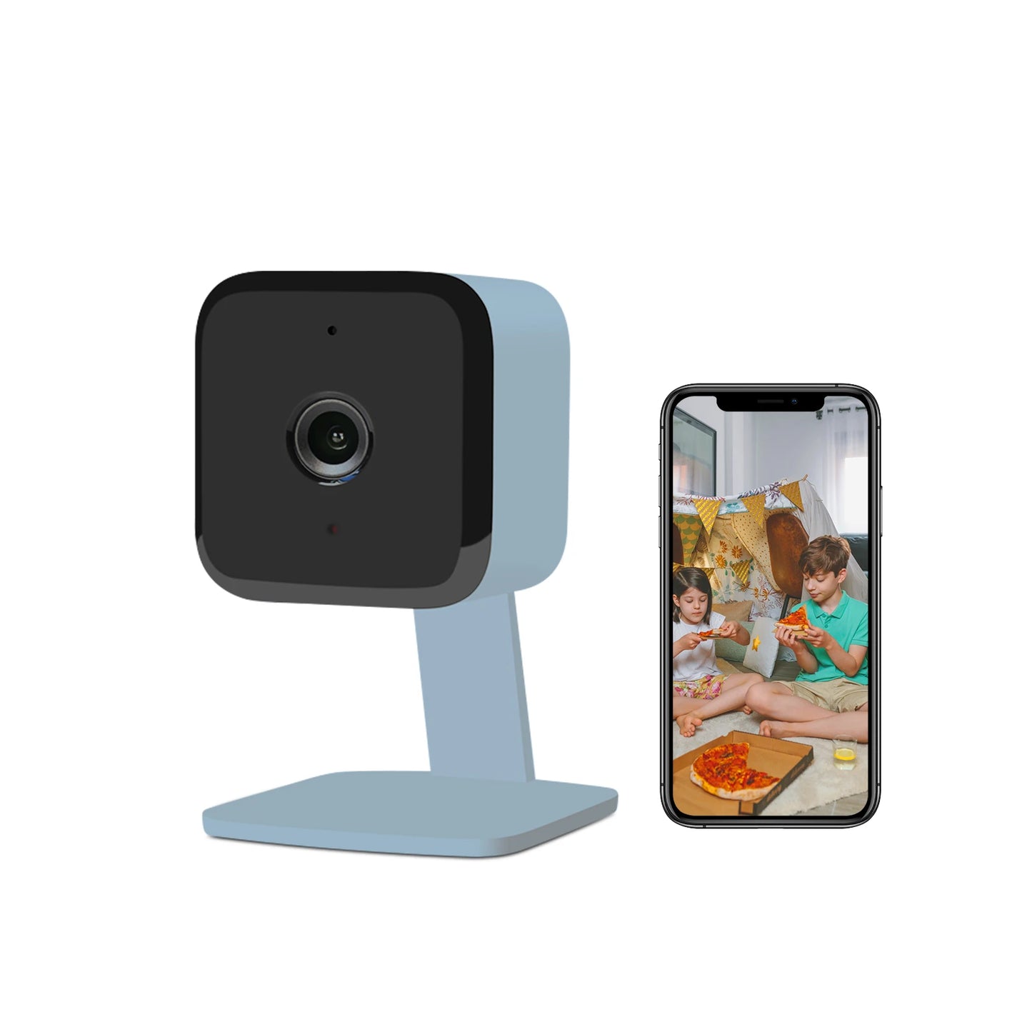 JideTech Wireless Indoor 2MP Square IP Camera Color Night Vision Wireless Camera Blue Color