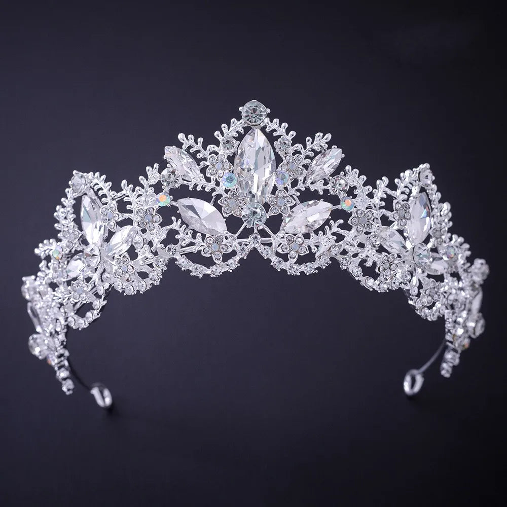 Silver Color Crystal Rhinestone Crown and Tiara Wedding Hair Accessories Bridal Tiaras Hair Crown Wedding Headpiece Women Diadem
