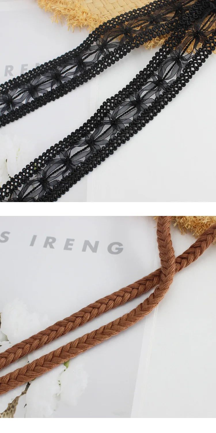 New Women Woven Tassel Belt Braided Waistband Boho Girls Thin Waist Rope Knitted Waist Belts for Dress Waistbands Accessories