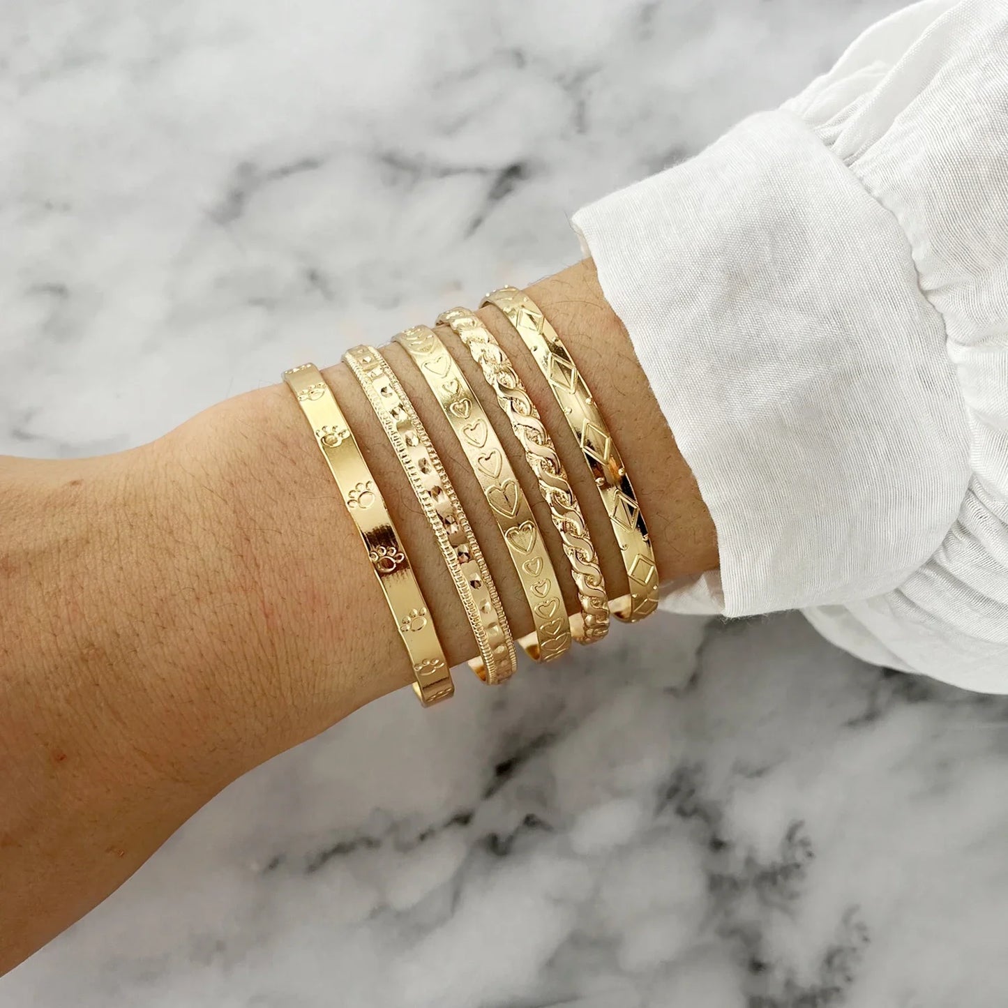 Ladies Women Fashion Jewelry Gold Expandable Inspired Designer Bangle Stackable Cable Wire Open Cuff Bangle Bracelet Set