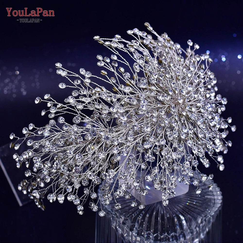 YouLaPan Bridal Hair Accessories Wedding Headband Rhinestone Headdress Bride Tiara Prom Wedding Hair Jewelry Queen Crown HP431