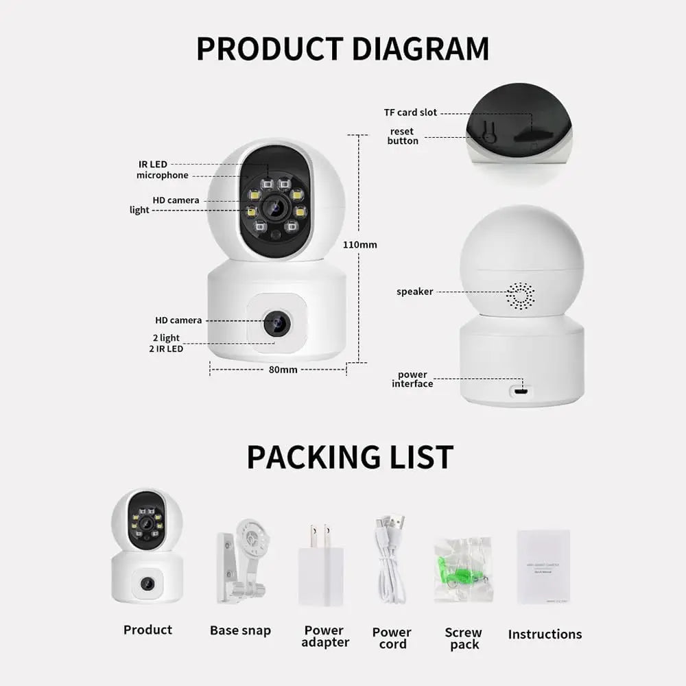 Tuya Smart Indoor Mini  Camera 4MP Dual Leds Wireless Mini IP CCTV PTZ WiFi Security Camera with Motion Sound Detection