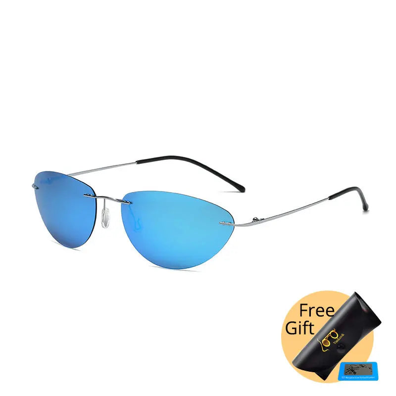 Fashion Rimless Square Sunglasses Mens Rectangle Photochromic Polarized Driving Sunglasses Oval Sun glasses UV400