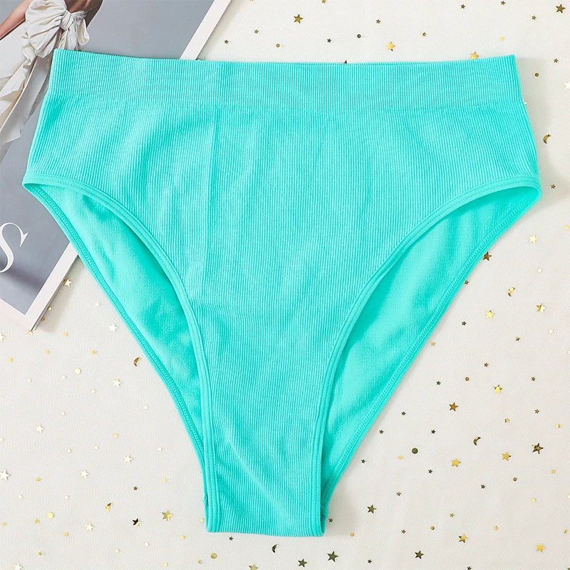 1Pc High Waist Panties For Women Sport Seamless Briefs High-Leg Cut Underpants Female  Sexy Lingerie Solid Color Underwear