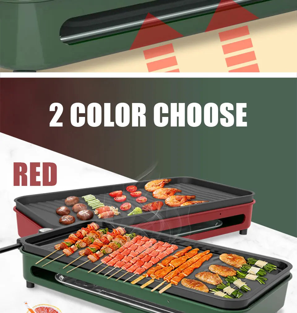 New stainless steel frying and grilling dual-purpose smokeless barbecue grill non-stick electric bakeware household high power