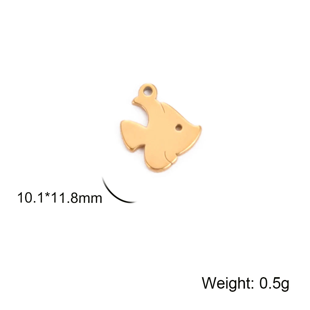 5pcs/lot Stainless Steel DIY Charms for Jewelry Making Ghost Squirrel Fish Bear Paw Animal Pendant for Necklace Bracelet Earring