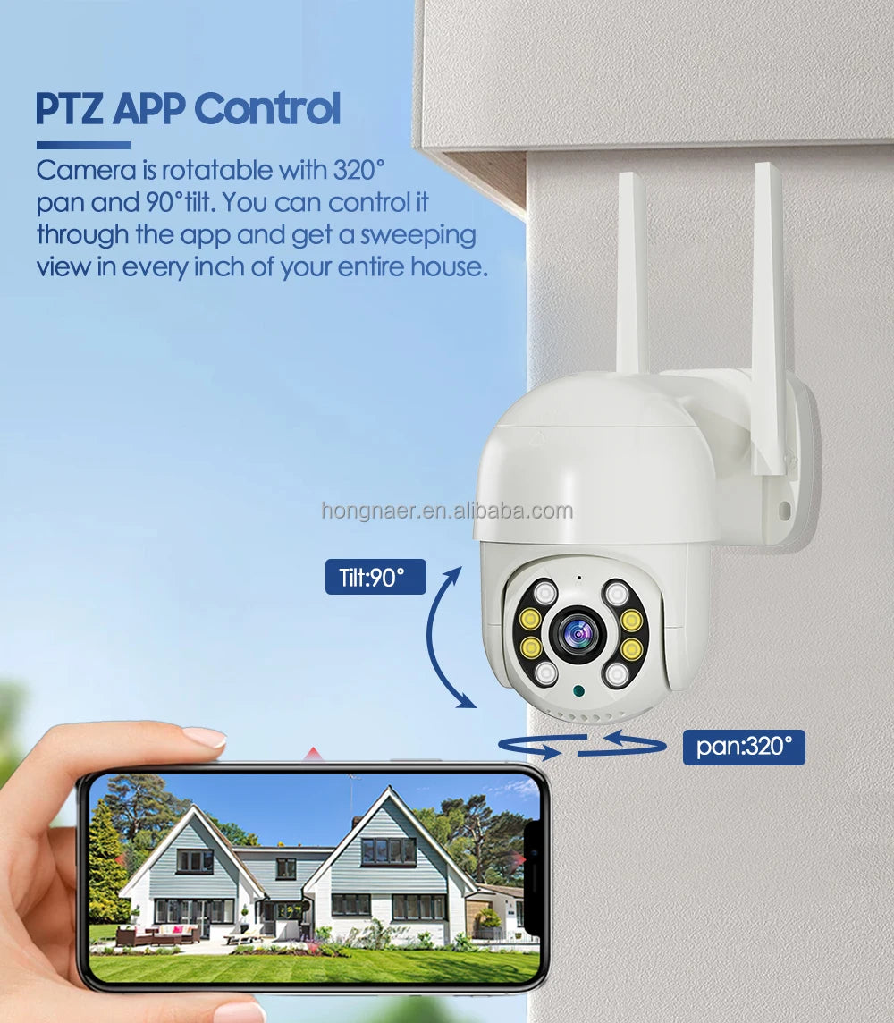Hongnaer 3MP Human Tracking Indoor Outdoor HD Wireless Dome PTZ IP Camera Tuya Smart 360 Home WiFi Security CCTV Network Camera