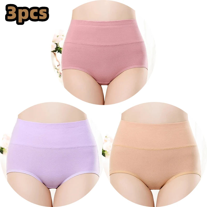 Cotton Women's Panties Elastic Soft Large Size XXXL Embossed ROSE Ladies Underwear Breathable Sexy High Waist Briefs