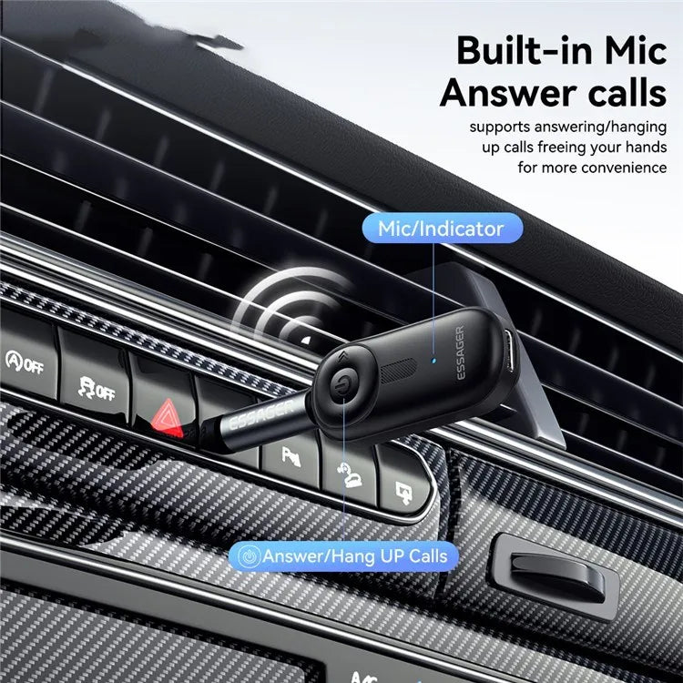 ESSAGER Car Audio Receiver Wireless Transmitter with Microphone Clip