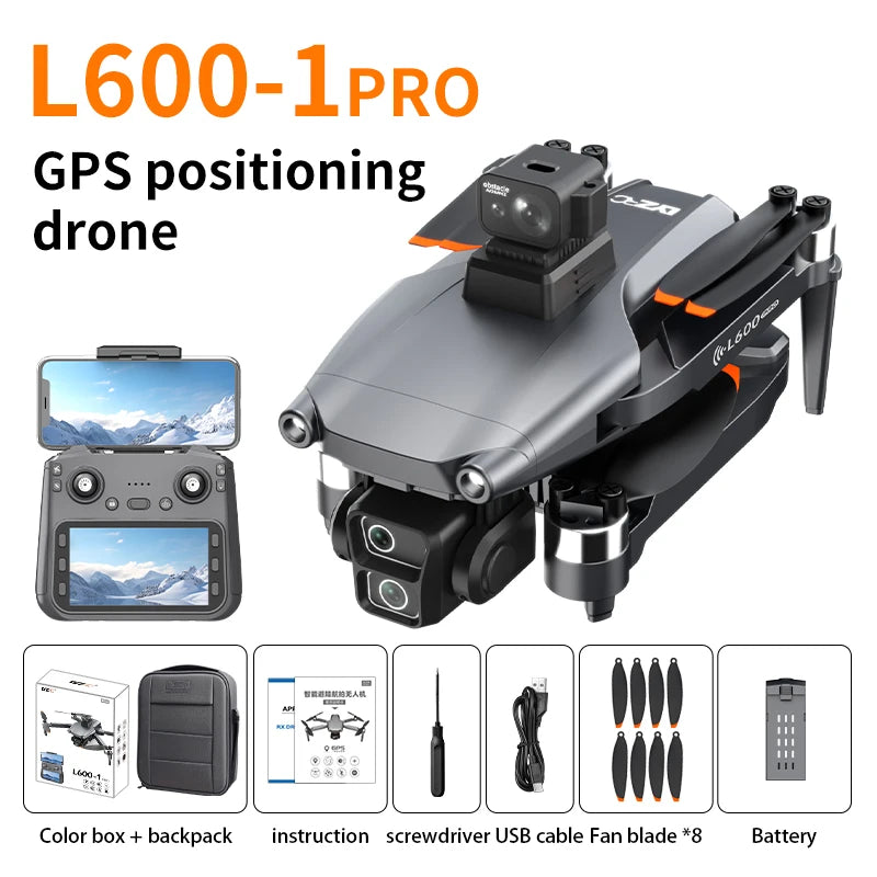 HOSHI L600-1 Pro Laser Obstacle Avoidance Drone 4K HD Dual Camera Brushless Motor GPS 5G WIFI RC FPV Quadcopter RC Drone
