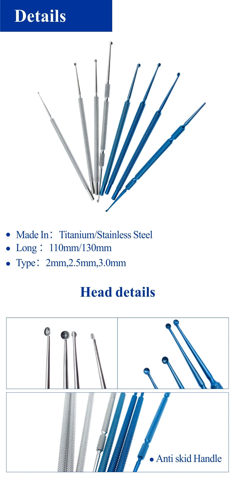 Spatula Chalazion Curette Titanium/Stainless Steel Micro Ophthalmic Surgical Instrument